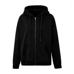 Women's Hoodies Anime Vintage Loose Style Coat Solid Colour Zipper Open Front Hooded Jacket With Pockets Long Sleeve Sweatshirt