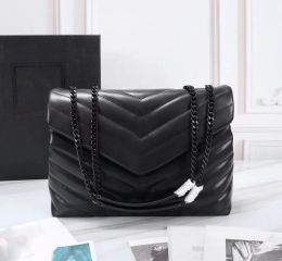 Designer Handbags HOT Square Fat LOULOU Chain Bag Leather Women's Bag Large-capacity Shoulder Bags 25cm and 32cm High Quality Quilted Messenger Bag No Box