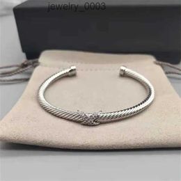 Bangle womens friendship love designer bracelet cuff gift silver 18k Gold X fish hook Channel Setting Sterling Silver jewelry woman cable bracelets bijoux XOGA