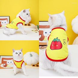 Dog Apparel Cartoon Clothes For Small Dogs Cute Strawberry Cats Vest Spring Summer Breathable Puppy Shirt French Bulldog Pet Clothing