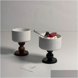 Other Drinkware French Style Ceramic Goblet Drinkware Stemware Bow Cocktail Cup Dessert Bowl Senior Decoration Drop Delivery Home Gard Dhusi