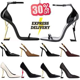 designer high yslity heels women bottom Dress Shoes patent leather luxury Gold Tone triple black suede red womens lady fashion sandals Party Wedding Office pumps