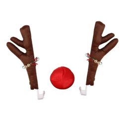 Vehicle Decoration Reindeer Costume Set Truck Ornaments Xmas Holiday Party Gifts Christmas Sika Deer Antlers Nose Horn Car 240124