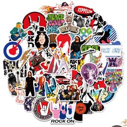 Car Stickers 50Pcs/Lot Retro Rock Band Music Punk Iti Guitar Skateboard Laptop Lage Motorcycle Diy Decal Drop Delivery Mobiles Motor Dhpjs