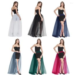 Skirts Women Tulle Tutu Long Wedding Party Cocktail Prom Bandage Mesh Maxi Skirt Bridal High Waist Detachable Overskirt Overlay