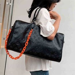 Chic Women Weekend Duffle Bags Night Gym Sport Bag Luxury Print Design Handbag Large Capacity Travel Bag Leather Duffle Bag 220630