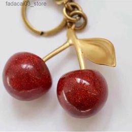 Keychains Lanyards Bag Parts Accessories Handbag pendant keychain womens exquisite Internet-famous crystal Cherry car accessories high-grade pendant Q240201