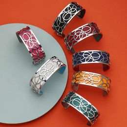 Legenstar Bracelets Argent Flower bijoux acier inoxydable femme manchette Bangles Reversible Leather Band Jewellery bijoux 240125