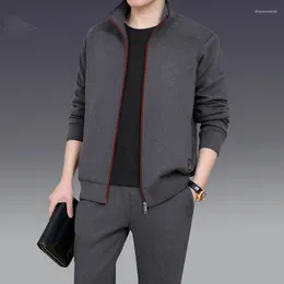 Men's Tracksuits 2024 Mens Casual Sportswear Jackets Pants Two Piece Sets Male Fashion Solid Jogging Suit Outfits Gym Clothes Fitness