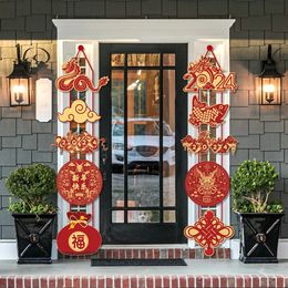 Chinese Year Spring Couplets 1 Set of The Dragon Couplet Door Banners Festival Decor Decorations 2024 240119