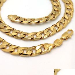 Chains 18 K Real Solid Yellow Gold Filled Fine Cuban Curb Italian Link Chain Necklace 20 Mens Women 10Mm Drop Delivery Jewellery Necklac Dh9Fm