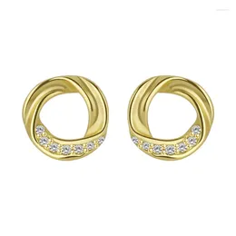Stud Earrings Fashion Gold Color Zircon Circle For Women Girls Creative Wedding Party Piercing Jewelry Gift Eh2228