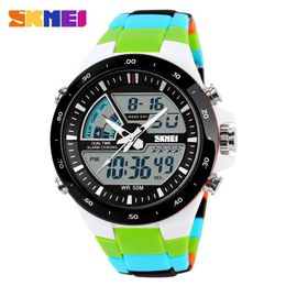 SKMEI Sport Watch Men Army Dive Casual Alarm Clock Analogue Waterproof Military Chrono Dual Display Wristwatches Relogio Masculino X247C