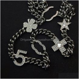 Chokers Designer Choker Chain Gun-Black Letter Pendants Statement Fashion Womens Necklace Wedding Jewelry Accessories Drop Delivery Dhif5