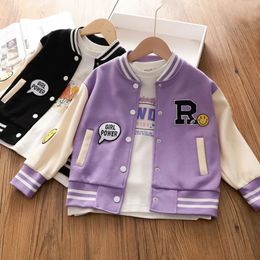 Girls Baseball Jackets For 5-14 Years Old Teens Clothes For Teenage Girls Sports Outerwear Coat Spring Fashion Jacket 240127