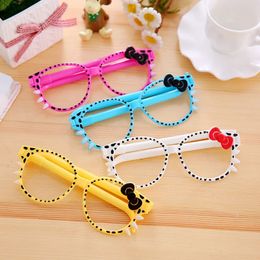 15Pcs Creative Glasses Bow Ballpoint Pen Stationery School Office Supplies Cute Kids Gift Blue Ink 240125