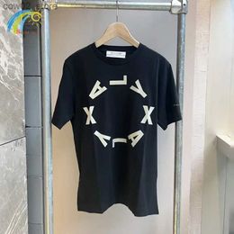 Men's T-Shirts 23SS ALYX Round Printing T-Shirt Men Women 1 1 Heavy Fabric Cotton Black Top ALYX 1017 9SM Tee Short Sleeve Inside Tags Q240201