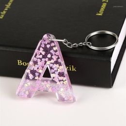 1PC KEYRING 26 English word English Letter Keychain glitter resin A TO Q handbag charms for woman1297Z