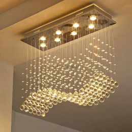 Pendant Lamps Rectangle Crystal Lamp Dining Room Chandelier Individuality Brief Light Modern Bar Counter for Home Restaurant Lighting YQ240201