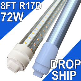 LED Light Bulbs 8 Foot , 2 Pin 72W 6000K, T8 T10 T12 LED Tube Lights, R17D LED 8Foot,LED Shop Lights Dual-Ended Power, 8FT LED Bulbs to Replace Fluorescent Light usastock