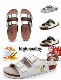 Designer brand women men sports sandals outdoor wooden leather slippers hot selling beach black white brown casual shoes