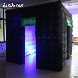 wholesale Wholesale black self wedding tent inflatable photo booth backdrop customized cabina kiosk 2 doors show party house with interna