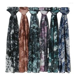 Scarves 2024 Fashion Ink Painting Floral Bubble Chiffon Hijab Lady Print Soft Sun-resistant Shawls And Wraps Scarf Muslim Sjaal 180 70Cm