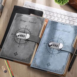 Pages Notebook Retro Password Book With Lock Diary Binder Thickened Creative Hand Ledger Student 2024 Notepad Stationery