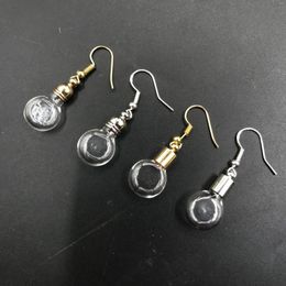 Bottles 2/4/8/10pcs Flat Shape Glass Globe Beads Cap Ear Hook Set Diy Vial Earring Name On Rice Art Charms