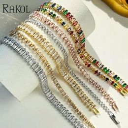 Charm Bracelets RAKOL Exquisite Multicolor Geometry Zircon Bracelet For Women Fashion Dopamine Jewellery Personality Wild Bangle Wedding Party