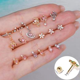 Stud Earrings 1pc Cute Zircon Flower Ear Bone Nail Earring For Women Girl Stainless Steel Rod Screw Piercing Fashion Jewellery