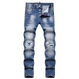 TR APSTAR DSQ Men's Jeans Hip Hop Rock Moto DSQ COOLGUY JEANS Design Ripped Denim Biker DSQ Jeans for men 1050 color blue