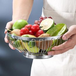 Dinnerware Sets Fruit Bowl For Kitchen Counter Large Stainless Steel Draining Vegetable And Basket
