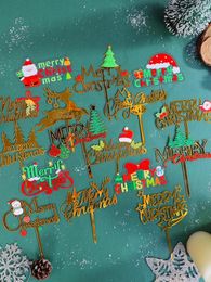 Cake Tools 2024 Christmas Toppers INS Style Acrylic Merry Year Decorations For Kids 1st Xmas Noel Navidad