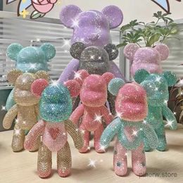 Action Toy Figures DIY Self-Adhesive Crystal Bear Figure Rhinestone Diamond Violent Bear Glitter Applique Figurines Bearbrick Toys Decoration Gifts