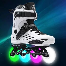 Original Roselle Inline Roller Skates Shoes Super Flashing LED PU wheels Flat Frame Salom Slide FSK Street Asphalt Road Patines 240131