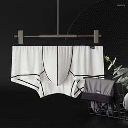 Underpants Youth Thin Ice Silk Sexy Underwear For Men Single Layer Boxer Short Gay Breathable Sporty Semi Transparent U Convex Pouch Hombre