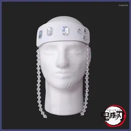 Party Supplies Anime Demon Slayer Uzui Tengen Headwear White Rhinestone Headband Animation Kimetsu No Yaiba Role Play Halloween Cosplay Prop