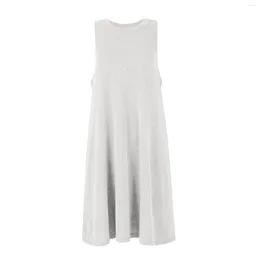 Casual Dresses Vintage Summer Mini Dress For Women 2024 Fashion Sleeveless O-neck Short Flowy Sundress With Pockets Elegant Vestidos