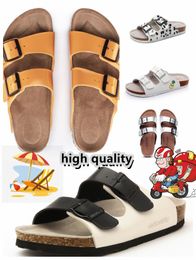 Designer women men sports sandals outdoor wooden leather slippers hot selling beach black white brown casual shoes
