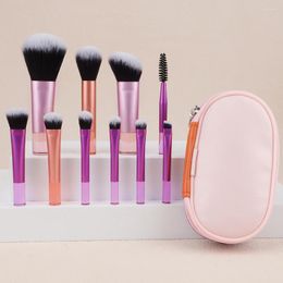 Makeup Brushes 10PCS Mini Portable Brush Set With Bag Everyday Essentials Make Up Blending Foundation Powder Blush Eyeshadow Kit