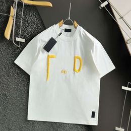 high luxury men T shirt designer t shirts mens womens fashion yellow letter print graphic tee casual loose simple temperament round neck cotton Tee