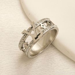 Designer Rings Women Jewelry Letter Love Ring 18K Gold Plated Diamond Gemstones Ring