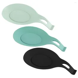 Kitchen Storage 3 Pcs Silicone Spoon Mat Utensil Rest Delicate Compact Holder Tabletop Cooking Silica Gel