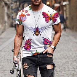 Men's T-Shirts 2022 Summer New Exquisite butterfly pattern T Shirt For Men Casual Oversized Short Sleeve Clothes Streetwear 3D Printing Top Tee Q240201