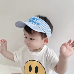 Ball Caps 2024 Summer Kids Empty Top Hat Korean Grid Letter Baby Boys Girls Sun Hats Adjustable Children Panama Beach Baseball