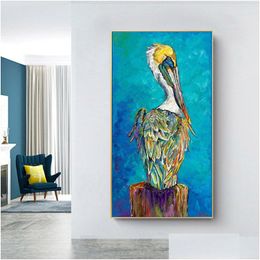 Paintings Modern Art Birds Painting Printed On Canvas Poster Wall Pictures For Living Room Abstract Animal Drop Delivery Home Garden A Dhhhv