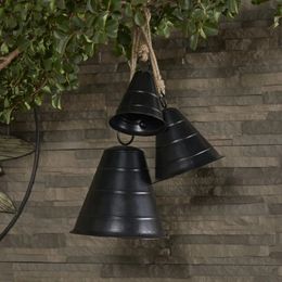 Wind Chimes 3 Pieces Wall Hanging Decor Tibetanstyle Metal N Conical Ornamented Cowbells With Jute Slings Home Decoration 240124