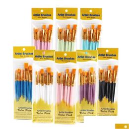 Painting Supplies Watercolour Set Nylon Wool Brush Oil Flat Head Gouache Nail Drop Delivery Home Garden Arts, Crafts Gifts Dhkgi