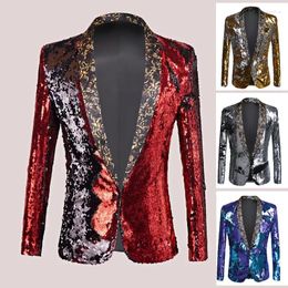 Men's Suits 2024 Double-sided Flip Sequin Suit Top Runway Stage Fashion Performance Clothing